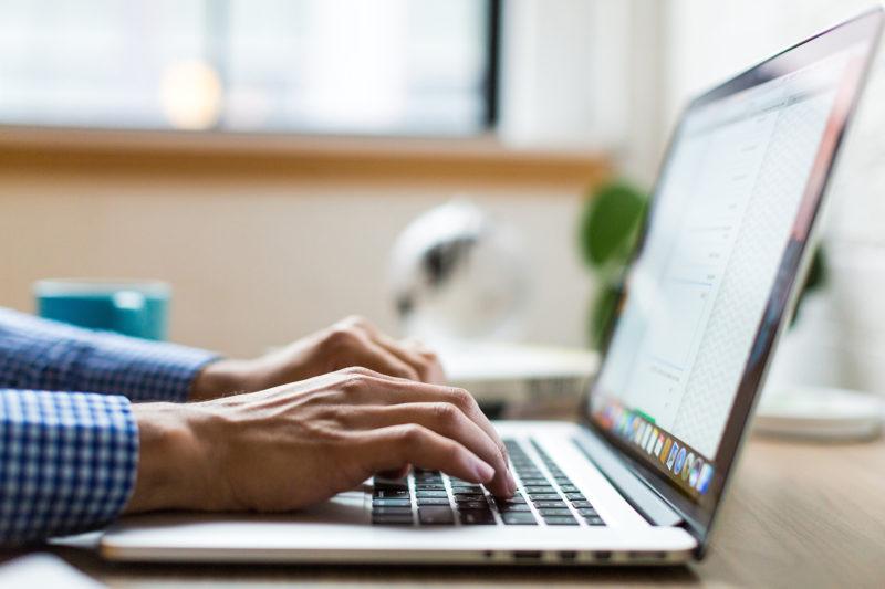 Person working on a laptop